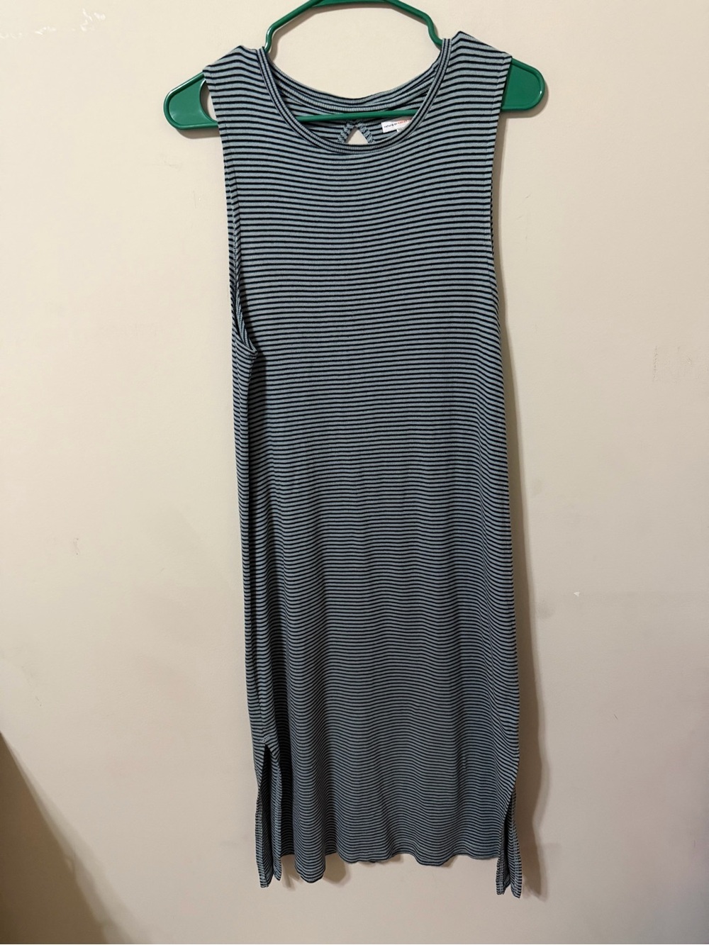 Natural by Known Supply Striped Sleeveless Midi/maxi Dress teal and White small